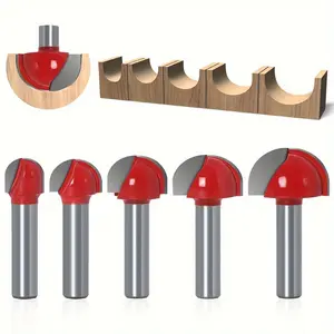 5 Piece 8 Mm Shank Carbide Router Bit Round Nose Cove Core Box Milling Ball Woodworking - 12 Mm/16 Mm/19 Mm/22 Mm/25.4 Mm Tool Accessories Cutting
