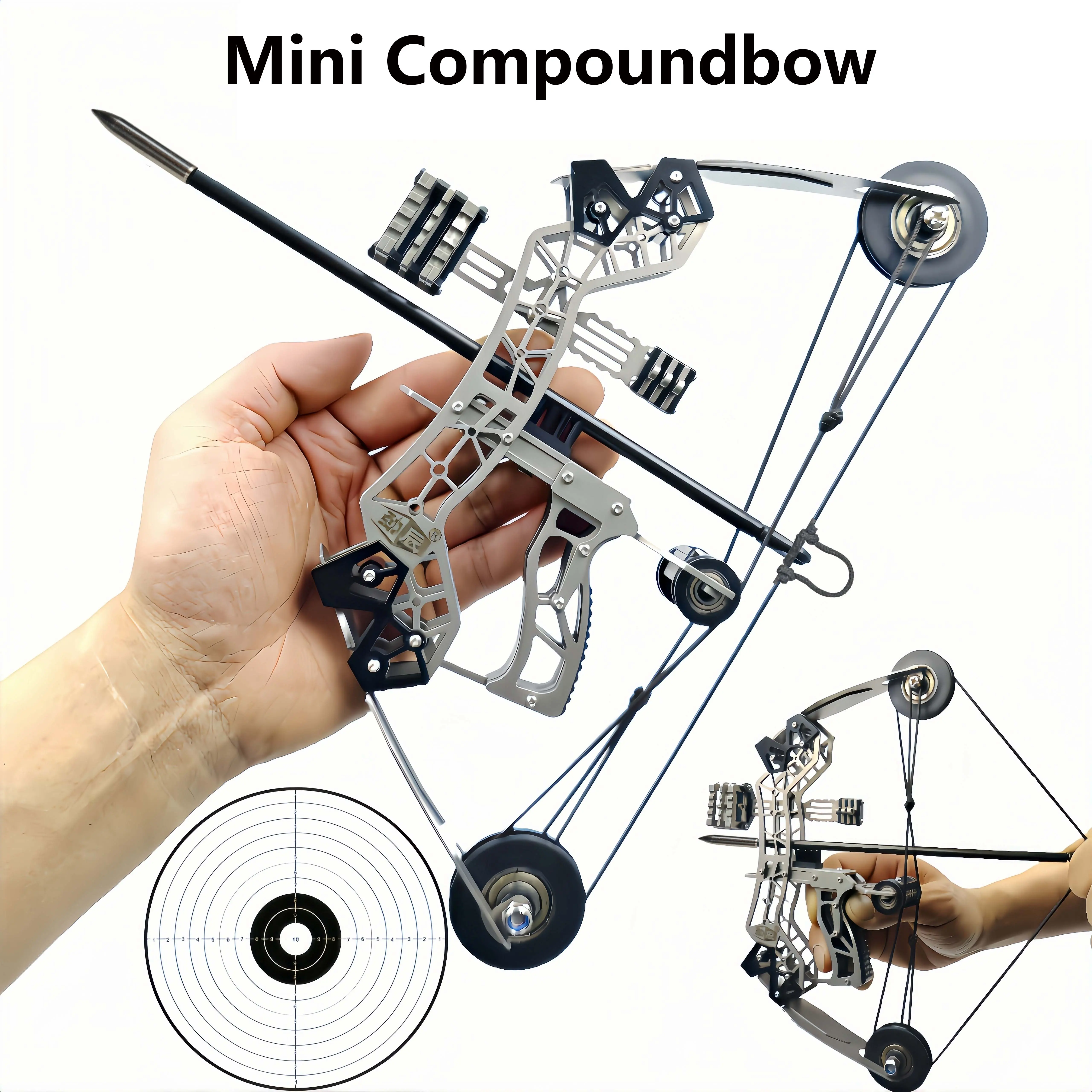 10.2in Stainless Steel Mini Bow and Arrow Set - Indoor Versatile Toy for Grown Ups, Practice Leisure Decompression Shooting Sports, Holiday Gift for Archery Enthusiasts