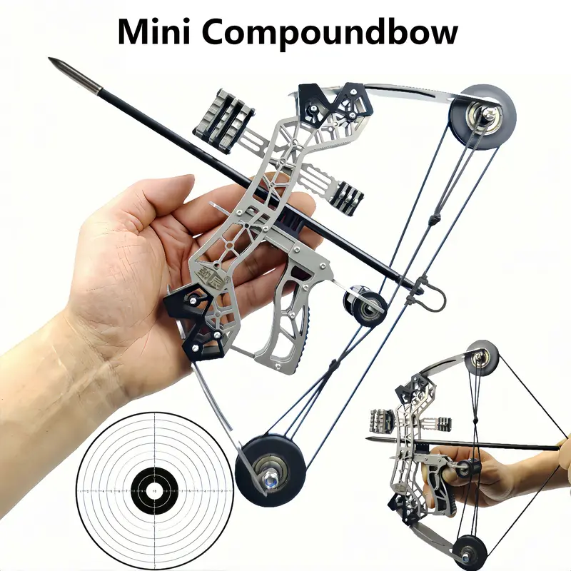 10.2in Compact Stainless Steel Durable Material Mini Bow and Arrow Set - Unisex Leisure Toy, Enhance Archery Skills, Gifts for Adult Archery Enthusiasts