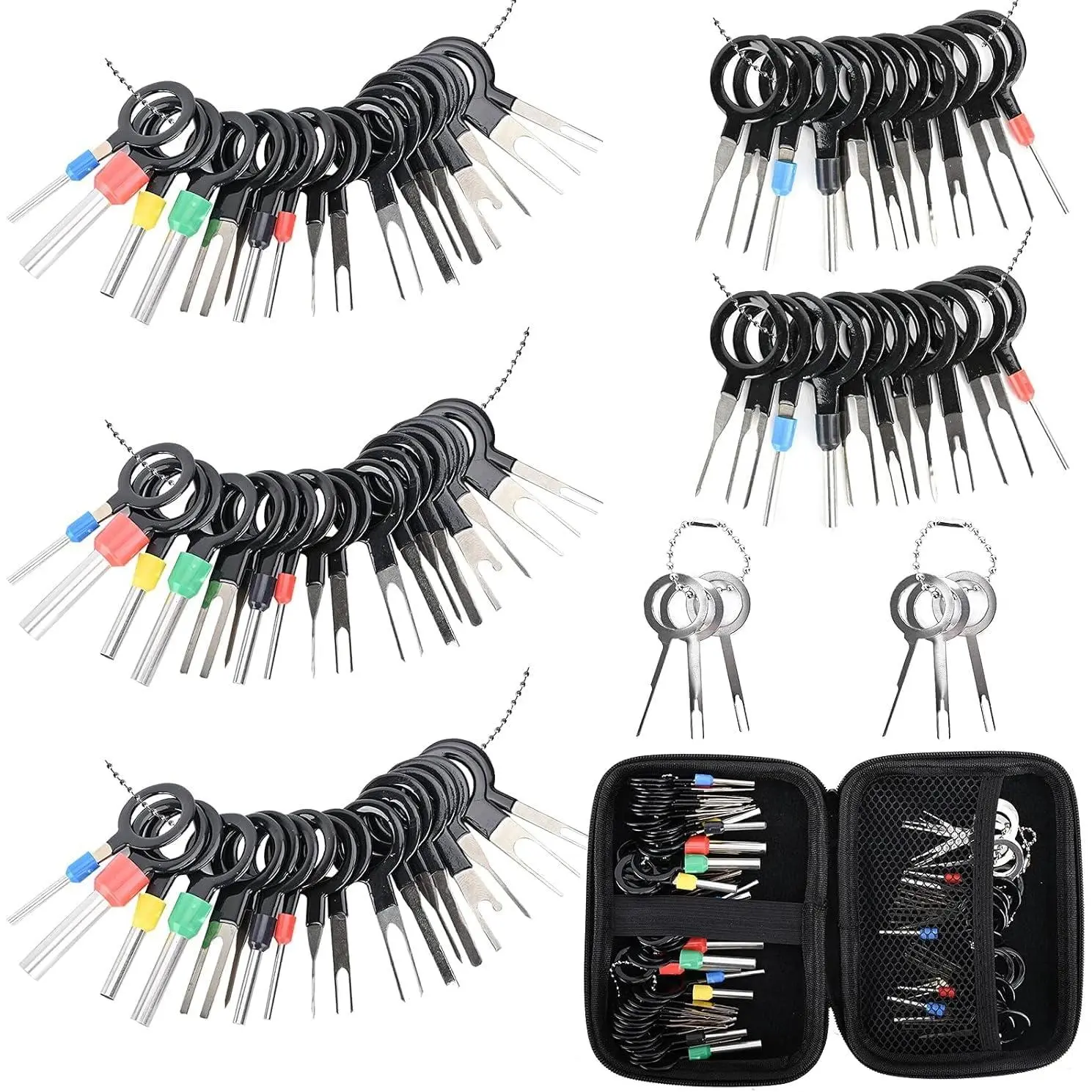 82-Piece Portable Automotive Terminal Removal Tool Kit, Stainless Steel & Plastic Auto Electrical Connector Extractors with Casing and Protective Bag, Specialty Mechanic Tool Set, Portable Tool Kit summerwins,summerwins