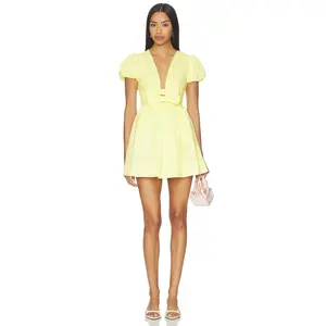 MORE TO COME Ilianna Mini Dress in Baby Yellow