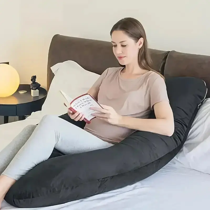Soft Fleece U-Shaped Maternity Pillow - Full Body Support for Side Sleeping, Essential Maternity Supplies