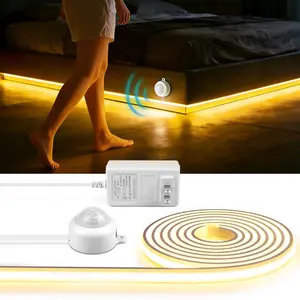 Smart Pir Motion Sensor Switch 24v COB LED Strip Light, Auto On/off, Warm, Us Plug, Ideal for Stairs, Closet, Bedside Decor