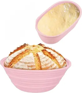 2 count Banneton Bread Proofing Baskets, Sourdough Bread Baking Supplies, Bread Proofing Baskets for Sourdough, 9.3" Round & 10.2" Oval Collapsible Sourdough Baking Basket ()