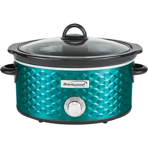 Brentwood SC-140BL Slow Cooker Scallop Pattern, 4.5 Quart, Blue
