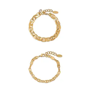 Magic Hour Bracelet Set - Elegant Design with Gold Finish and Adjustable Chain