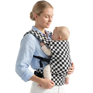 Aesthetic Checkerboard Print Baby Carrier, Ergonomic Multi-Position Newborn Carrier for Trendy Moms & Dads