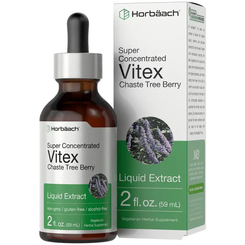 Horbäach Vitex Berry Chasteberry Extract | 2 fl oz | Super Concentrated | Alcohol Free Chaste Tree Berry Supplement | Vegetarian, Non-GMO, Gluten Free