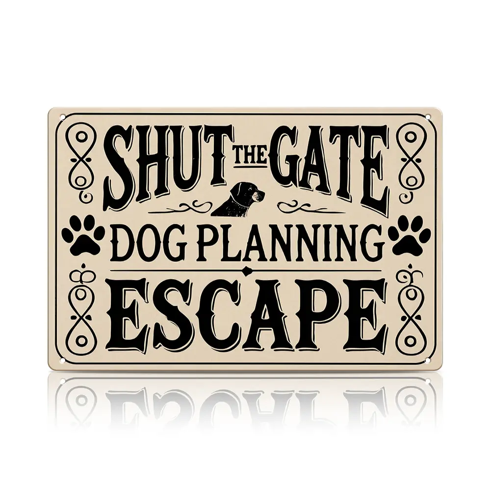 Funny Dog Warning Sign “Shut the Gate” | Aluminum Wall Decor Plaque for Yard, Fence & Garden | Vintage Farmhouse Metal Sign | 8x12 Inch / 12x16 Inch Outdoor Dog Lover Gift Home Decoration