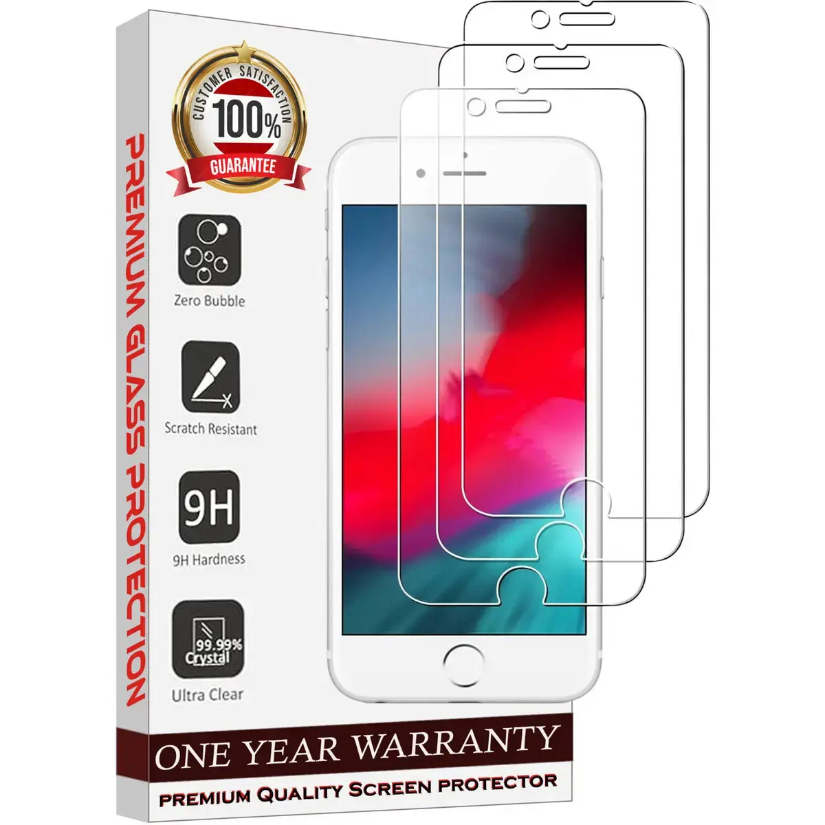 Entronix Clear Screen Protector Compatible with iPhone 8/7/SE - 3-Piece Combo Protection Tempered