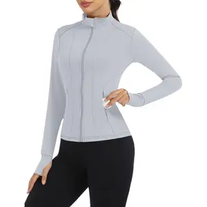 Outdoors & sports Loovoo Women's Workout Jacket Lightweight Zip Up Athletic Jackets Cropped Slim Fit Running Yoga Tops with Pockets