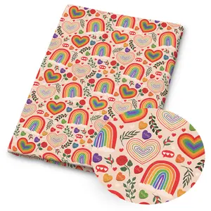 1 piece of rainbow-print fabric – 59 x 19.68 inches (150 x 50 cm), pre-cut polyester fabric featuring a pattern of autumn leaves and flowers – suitable for DIY sewing, scrapbooking, tablecloths and craft projects