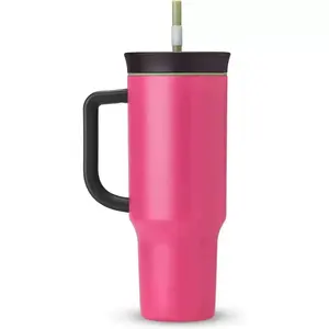 40oz new handle car cup 304 stainless steel vacuum outdoor large capacity straw ice king insulated cup 24-hour insulation Bottle Sports