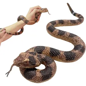 Realistic Fake Snakes Toy Soft Rubber Snakes to Keep Birds Away - Rattlesnake Toys for Garden Props to Keep Birds Away, Scare Squirrels, Mice, Pranks Halloween Decoration Props