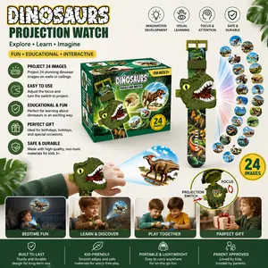 Dinosaur Watch Projector Toy - Flip-Over Animal Flashlight with 24 Unique Dinosaur Designs, Adjustable Projection Clarity - Educational Kids' Gift for Learning & Fun