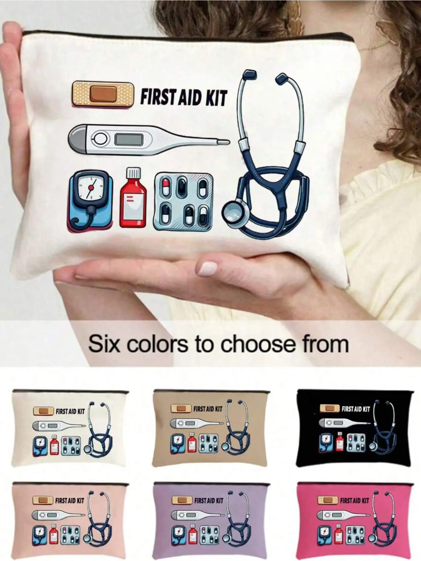 Portable Travel Medical Kit, Stethoscope Thermometer Medicine Compartment Design, Compact First Aid Bag, Essential Health Accessory, Travel Friendly Kit
