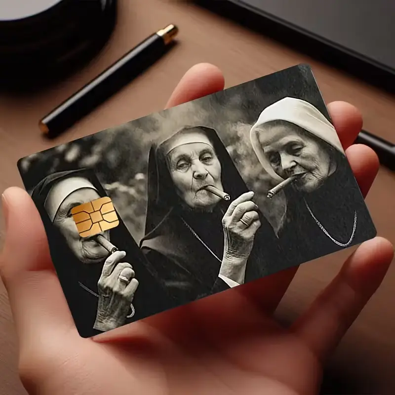 Vintage Gothic Credit Card Skin, Nun Graphic Card Cover, Premium Vinyl Credit Debit Card Sticker, Waterproof Scratch Resistant Card Wrap
