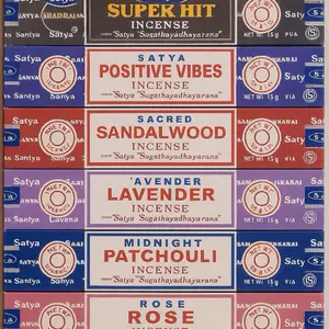 Satya Premium Mix Assorted Incense Sticks Set of 12 Pack for Meditation Aromatherapy Healing Yoga Positivity and Relaxation 180 Sticks 12Packs X 15Sticks