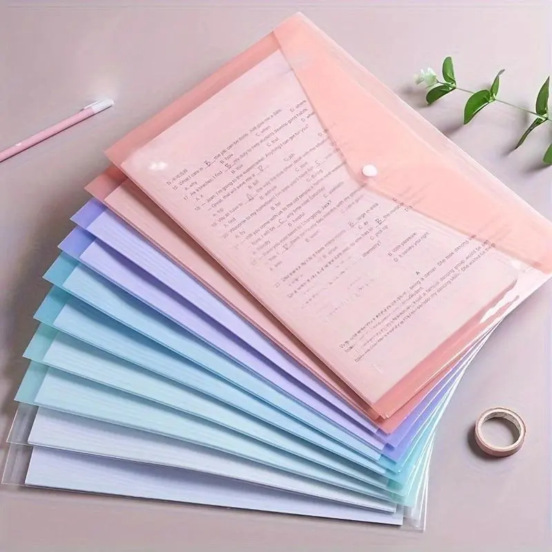 10pcs A4 Transparent PP File Organizer Folders - Waterproof Document Organizer Sleeves, Plastic Storage Bags for Student Test Papers & Office Organization, Document Organizer Sleeve