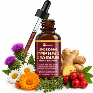 Liposomal Lymphatic Drainage Drops with 30 Herbs, 2 Fl Oz | Supports fluid balance, bloating & puffy face, ideal for long sitting late-night watch parties, sugar free tart cherry flavor