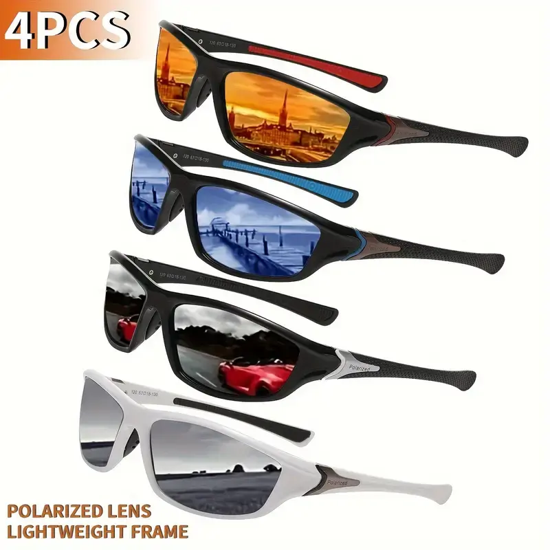 TikTokShopNewYearDeals 4 Pairs Unisex Lightweight Glasses – Ideal for Sports, Driving, Cycling, Fishing, Hiking, Skiing, Leisure, Commuting & Daily Wear – Comfortable Fashion Eyewear for Men and Women, Holiday Gift
