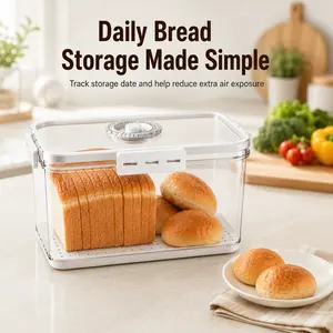 ONESHOW HOME Large Airtight Bread Storage Container with Date Dial Bread Keeper Box for Kitchen Pantry Storage Mid Year Sale Deals For You Detachable