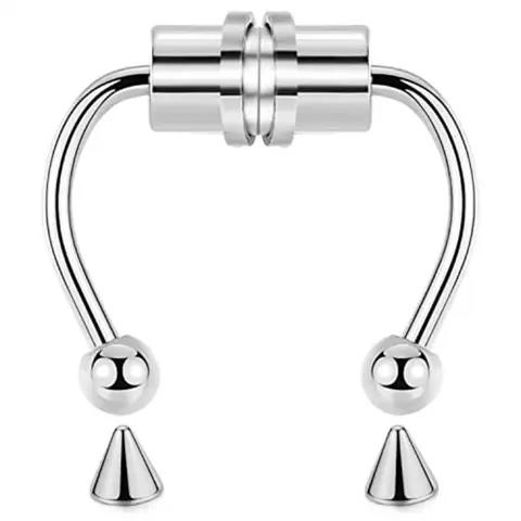 Women Fake Septum Nose Ring, Magnetic Stainless Steel Nose Clip, Rock Hiphop Style Fashion Body Jewelry, Magnetic Nose Rings