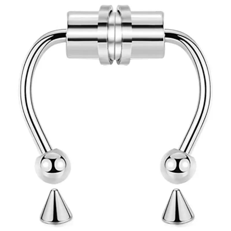 Women Fake Septum Nose Ring, Magnetic Stainless Steel Nose Clip, Rock Hiphop Style Fashion Body Jewelry, Magnetic Nose Rings