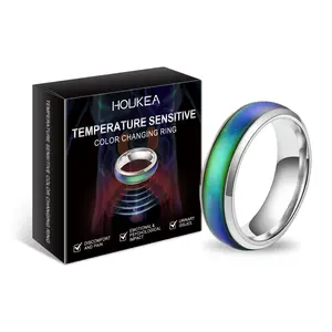 Houkea Men's Color-Changing Statement Ring | Dynamic Everyday Accessory with Temperature-Responsive Hue - Trendy, Portable, and Stylishly Edgy!