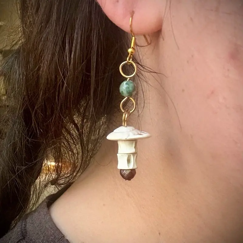 Handmade Fairycore Mushroom Earrings