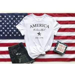 Round neck loose version America The Beautiful T-shirt, Est 1776 Shirt, 4th Of July Shirt, Love USA, Independence Day, Freedom Shirt, Patriotic Shirt, Memorial Day