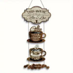 Rustic Wooden Wall Decor Set, Hanging Decor, Vintage Farmhouse Style, Perfect for Home, Coffee Shop, Restaurant, High-Quality Wood, Ideal Gift for Coffee Lovers, Wall Decoration
