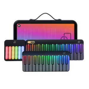 PopuMusic PopuPiano Smart Portable Electric Piano Keyboard, Expandable Interactive Music Sheet Rainbow Lighted & Velocity Sensitive Keys, Free Beginner Lessons, 100+ Tones, Chords, MIDI Controller,Cover any song, with Sustain Pedal,