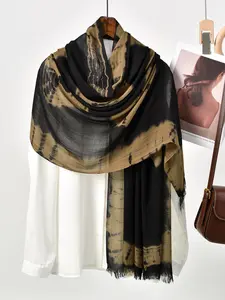 Women's Boho Style Cotton Tie-Dye Long Scarf, Boho Shawl, Elegant Hijab, Comfortable Sun Protection Headscarf, Muslim Women Scarf, Street Style, Summer Scarf