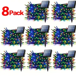 8Pack/4Pack 100LED Solar String Lights Total 131Ft, Solar Christmas Tree Lights With 8 Modes, Xmas String Lights For Indoor Home Patio Party Decorations, IP44