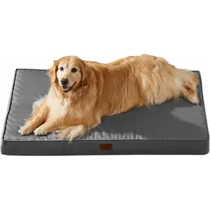 BFPETHOME Outdoor Dog Bed for Large Dogs, Waterproof, Orthopedic with Removable Washable Cover, Egg Crate Foam Mat. (42 x 30in, Dark Grey)