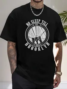 Men's Regular Fit Brooklyn Bridge Print Round Neck Tee, Casual Short Sleeve Crew Neck T-shirt for Summer, Fashion Men's Top for Daily Wear, Tropical