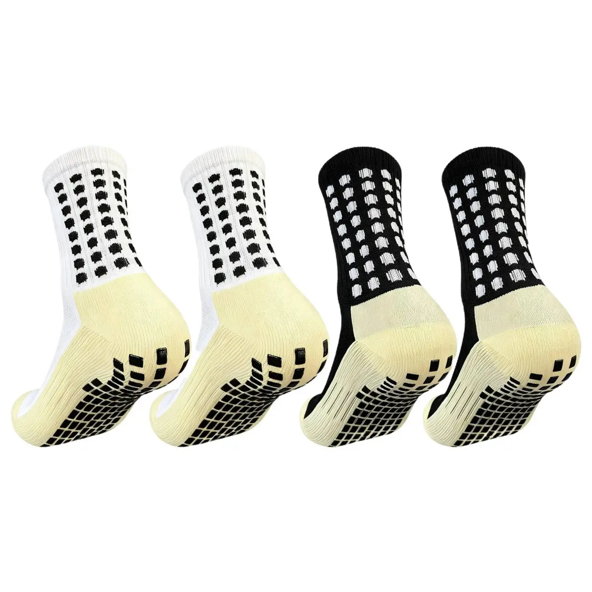 3 Pairs Anti-Slip Soccer Socks, Men/Women Non-Slip Grip Socks for Football Basketball, Athletic Crew Socks with Silicone Grips