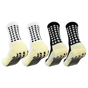 3 Pairs Anti-Slip Soccer Socks, Men/Women Non-Slip Grip Socks for Football Basketball, Athletic Crew Socks with Silicone Grips