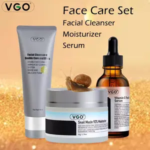 VGO Skincare Set Vitamin C anti-aging serum, Facial Cleansers of Double Care and Effets 50g-Gentle Charcoal, Comfort Skin Repair, Suitable for All Skin Types Daily Care Facial Repair - Comfort, Hyaluronic Acid Serum skincare brand Radiance