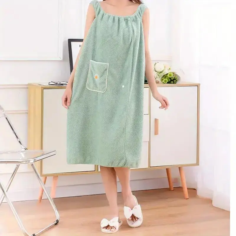 Women's Towel Bathrobe with Thick Straps, Quick-Dry Spa Bag Towel, Floral Pattern Wearable Bath Skirt, Absorbent Bathroom Towel, Sauna Kilt Spa Bathing Loungewear, Floral Print Robe