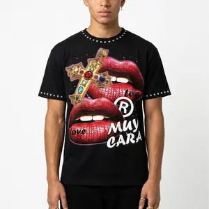 Sopula Studio Men's Y2k Cross Street Red Lips Graphic Cotton T-shirt