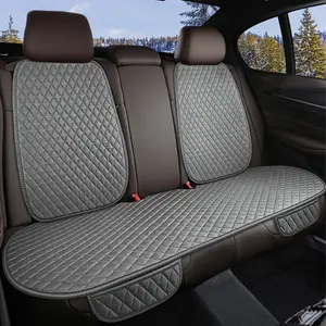 Three-piece Luxury Linen Diamond-quilted Car Seat Covers, Four-season Universal Waterproof and Anti-slip Front and Rear Seat Protection Pads, Car Seat Protection Pads