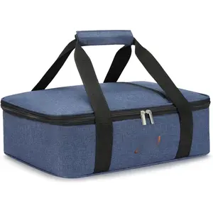 Lunch Bag Insulated Thermal  Carrier Insulated Casserole Carrier for Hot or Cold ,Insulated Tote Bag for Potluck Cookouts Parties Picnic,Lasagna Lugger,Fits 9"x13" Baking Pan,Navy Blue