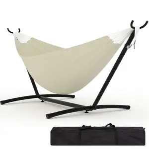 Double Hammock with Heavy-Duty Space-Saving Steel Stand – Portable, 450 lbs Capacity, Collapsible for Easy Setup, Includes Carry Bag – Ideal for Garden, Patio, or Yard