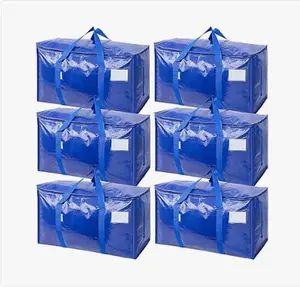 Set of 6 large-capacity, transparent, thick plastic storage bags with hinged lids. These sturdy, durable, and foldable storage bags are ideal for home use, camping, travel, attic storage, and moving.