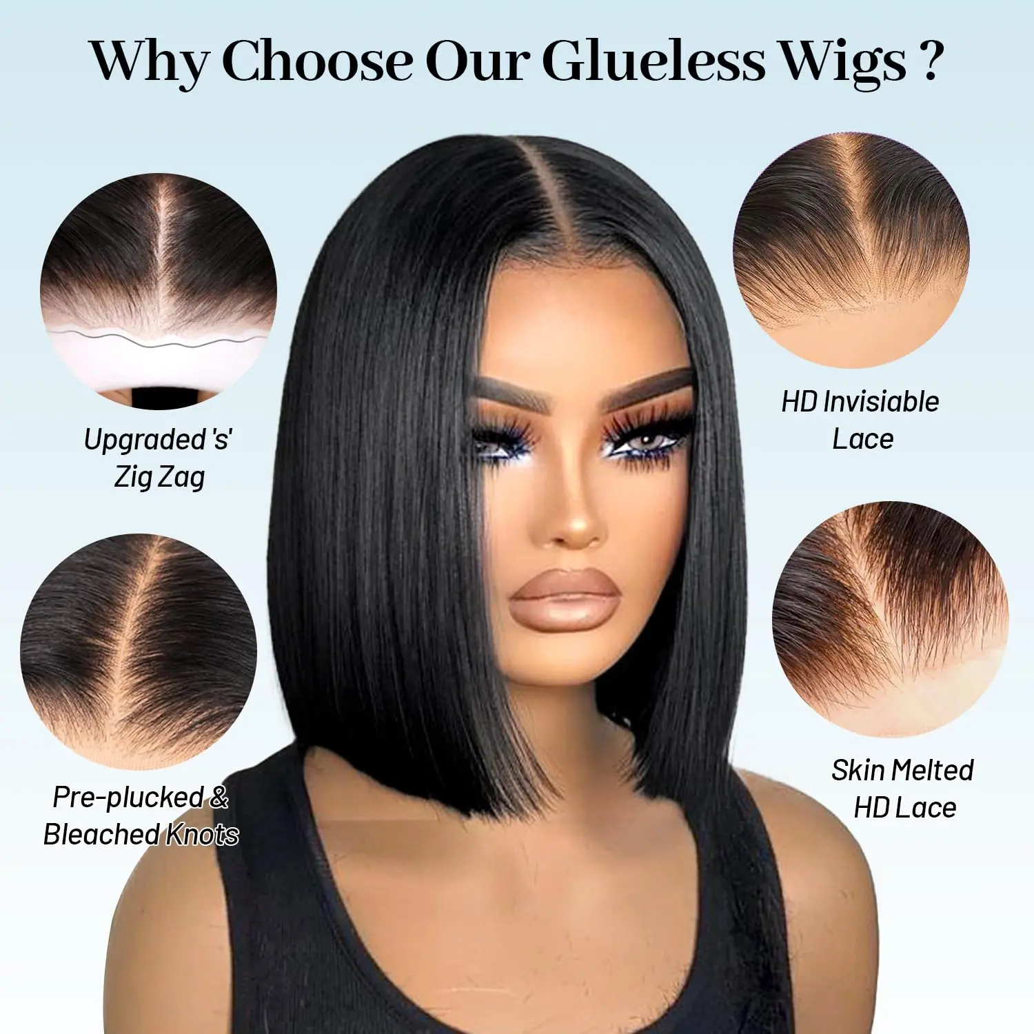 Short Bob Wig Human Hair 5x5 Lace Closure Pre Plucked 180% Density 12 Inch Brown Highlight Silky Short Bob Wig Layered Cut Glueless 5x5  main image 3