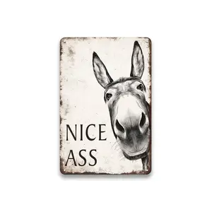 Funny Donkey "Cheese Heads" Bathroom Art Sign (8x12inch-20x30cm)- Farmhouse Vintage Metal Tin Wall Decor for Home, Restaurant, Bar - Retro Hilarious Donkey Lover Gift, Trending Viral Must-Have Sassy Bathroom Humor Aesthetic Country Kitchen Decor