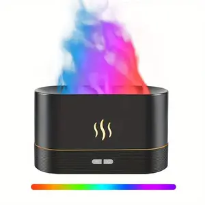 Colorful Flame Oil Diffuser 7 LED Light Aromatherapy Humidifiers Quiet Stylish Essential Oil Diffuser with Auto Off for Home Office Yoga 180mL Black