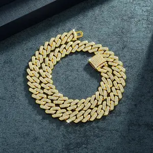 You Get Two  Prong Cuban Link Necklace iced out  Cuban Necklace 14mm